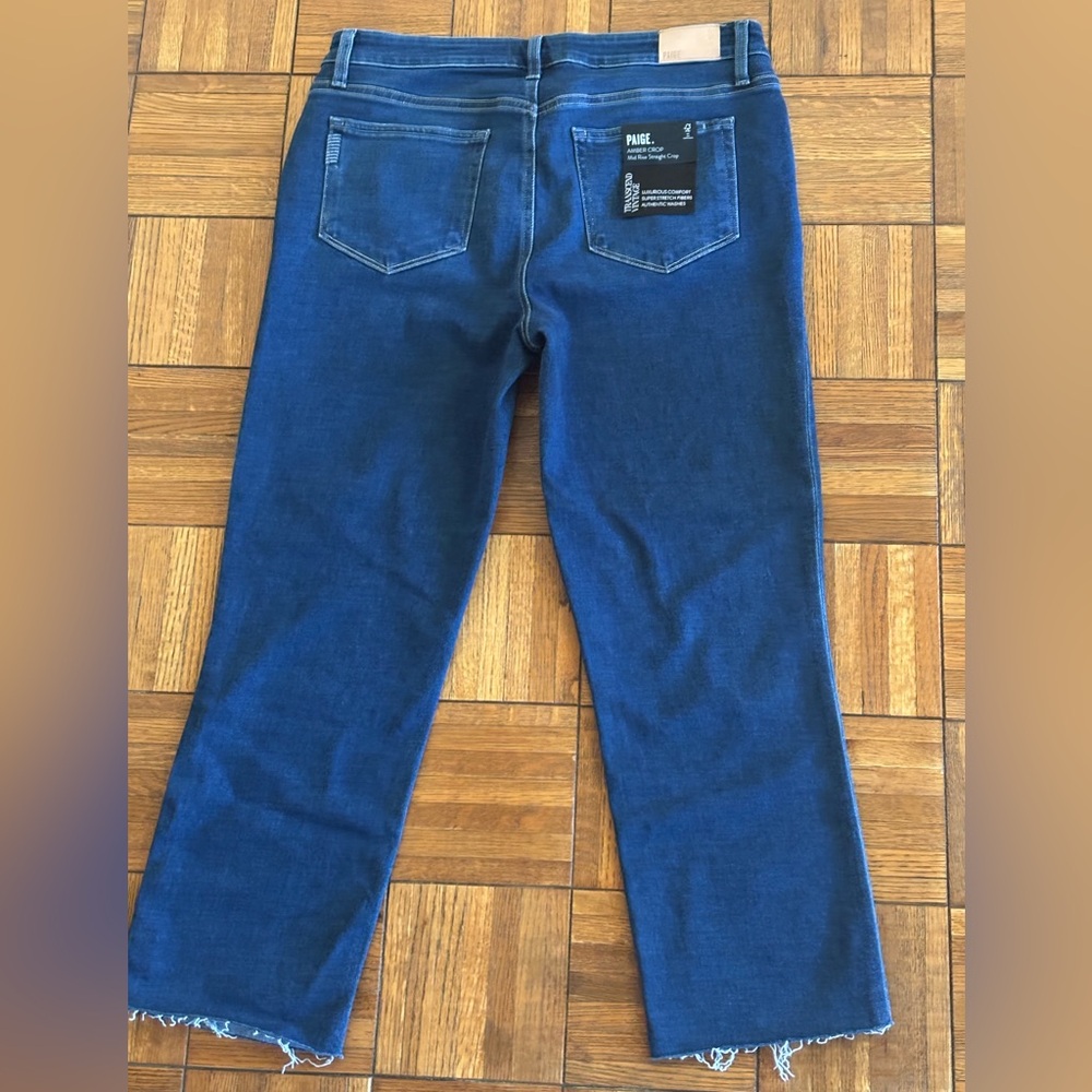 Paige Amber Crop Mid Rise Jeans Size 32 Straight Leg